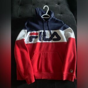 FILA Men's Red, White, and Blue Hoodie